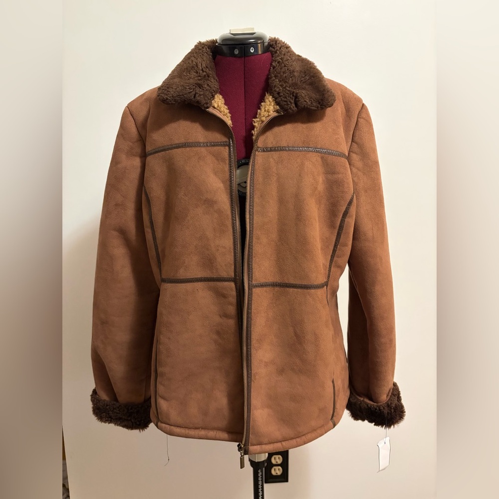 Cato faux suede leather brown autumn women size large